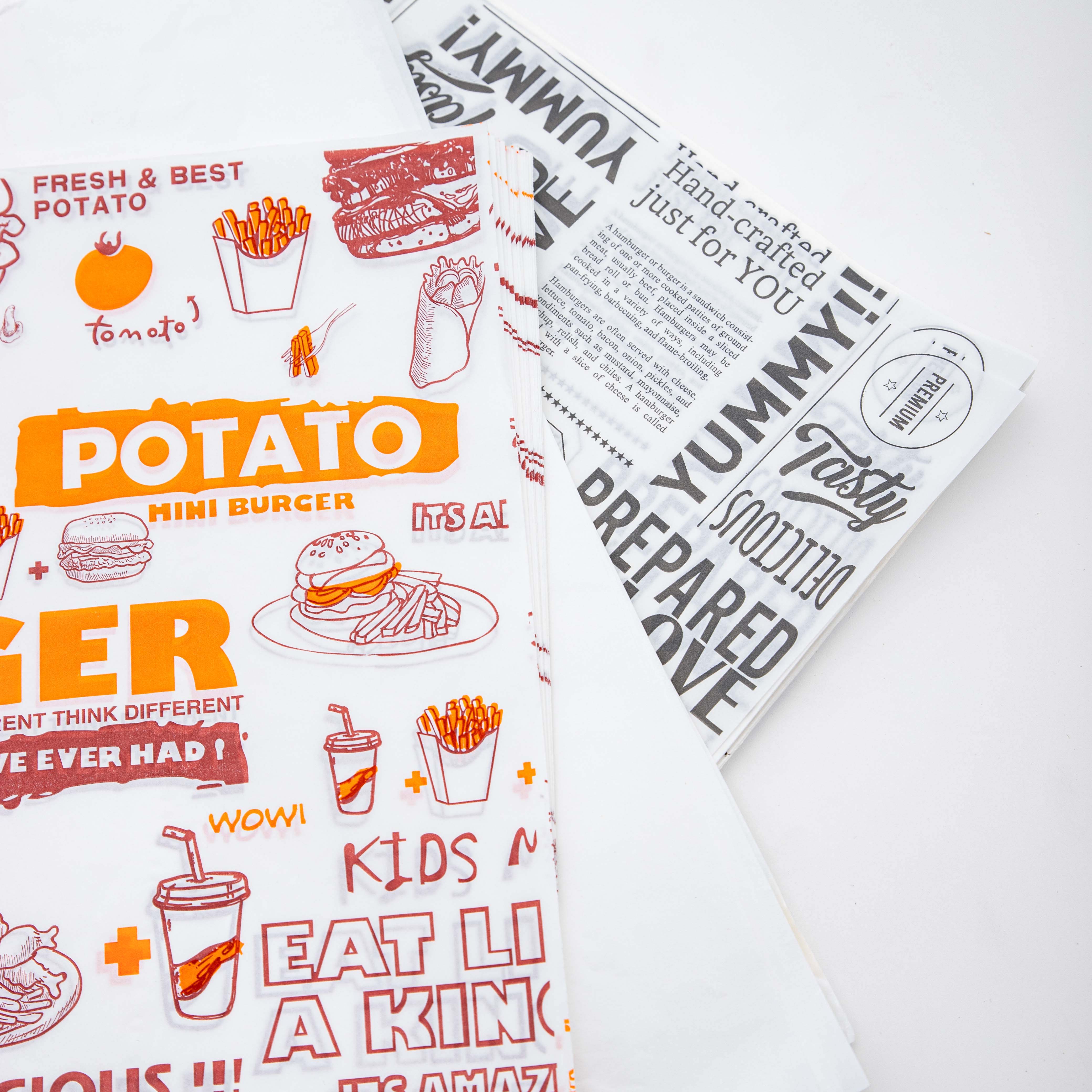 Wholesale Custom Food Grade Hamburger Hot Dog Sandwich Wrappers with Coated Logo Printed Bread Wrappers for Catering Restaurants