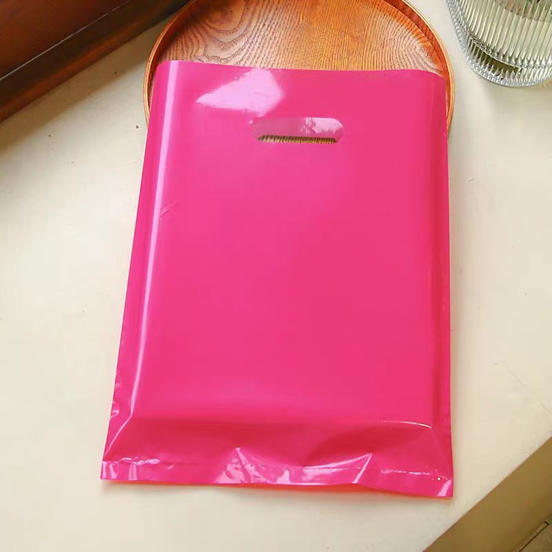 Wholesale Luxury PE Die Cut Handle Shopping Bag Custom Logo Polyethylene Packaging Bag for Jewelry Ring Necklace Clothing Stores