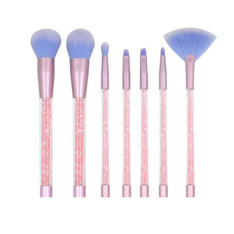Beautichen 7-Piece Set of Glitter Crystal, Sparkling Powder Makeup Brushes Blush Powder Lip Eyeshadow Eyebrow Brush Sequin Handle Makeup Brush Set