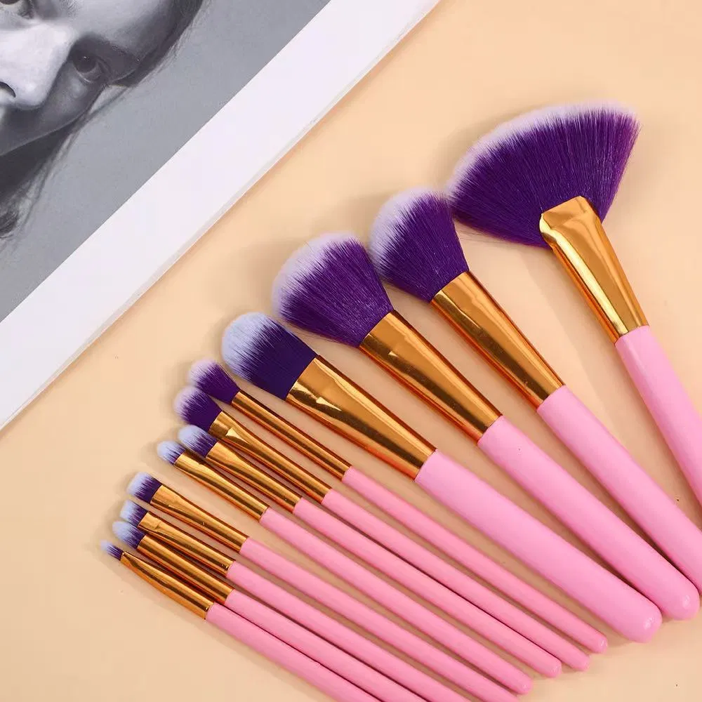 Beautichen 12PCS Pink Makeup Brushes Set - Wood Handle Soft Fan Brush Beginner Concealer Detail Cosmetic Tools Bulk OEM