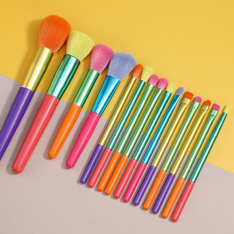 Profusion Colour Candy Color Makeup Brushes Set Eye Shadow Brush Full Set Cosmetics Tools 15PCS in One