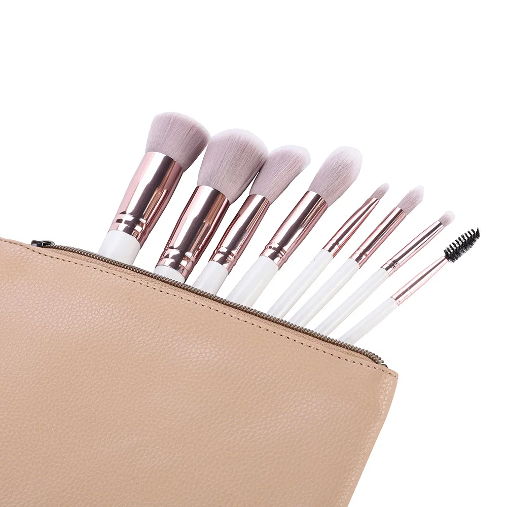 Beautichen 10PCS Professional Makeup Brush Set with Rose Gold Ferrules &amp; White Handles – Foundation, Powder, Blush, Eyeshadow, Eyeliner, Eyebrow Brushes