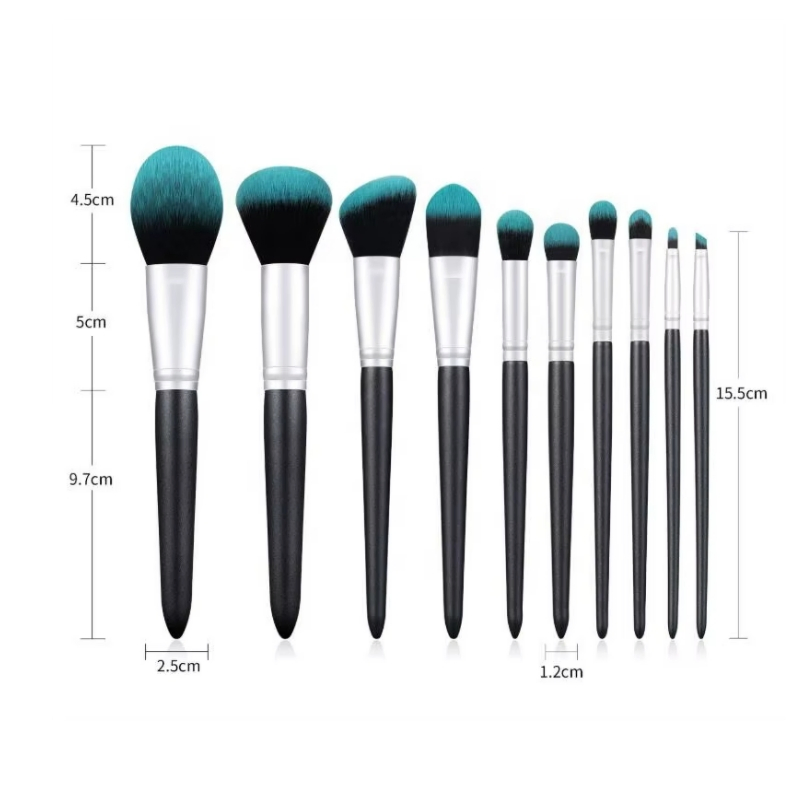 Quality Professional Luxury Dark Green Firefly Makeup Brushes Set
