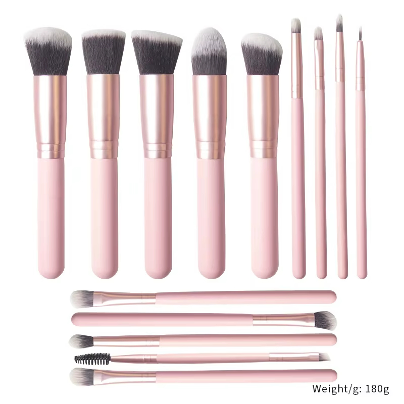 Private Label Wooden Handle Synthetic Hair Black Custom Logo Makeup Brush Set