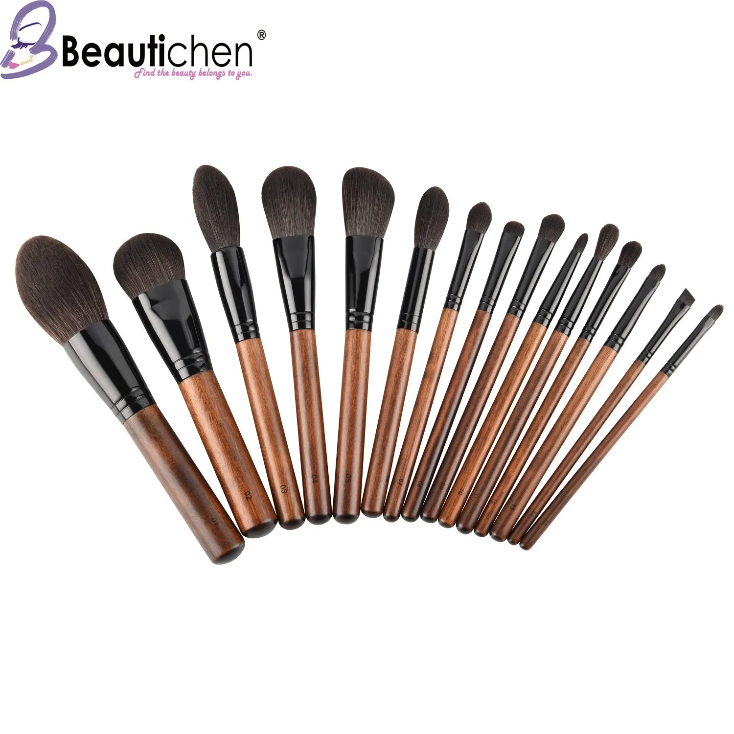 Beautichen Makeup Brushes Private Label Low Price Professional Makeup Brush 15 Black Eye Makeup Brush Set