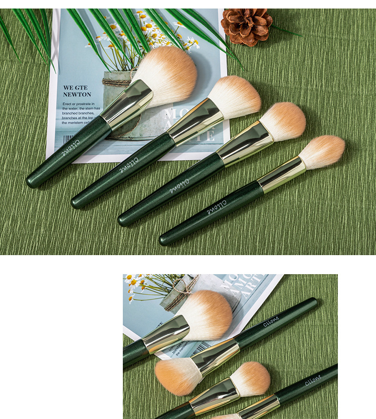 Beautichen 10PCS Avocado Green Wood Handle Makeup Brush Set - Plush Eyeshadow/Loose Powder/Foundation/Blush/Contour Brushes Cosmetic Essentials