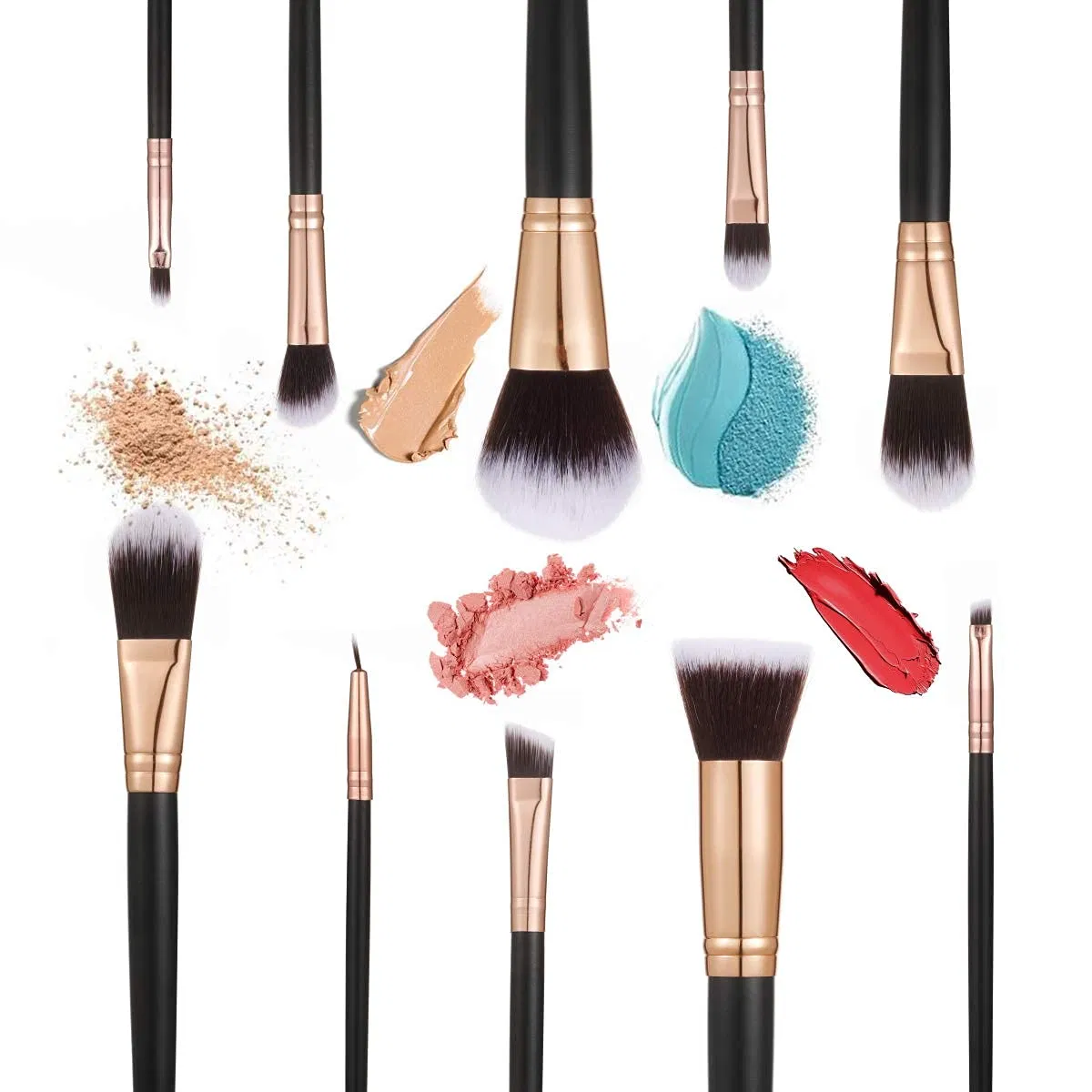 Makeup Brushes 16 PCS Premium Synthetic Foundation Blending Blush Concealer Eye Shadow Makeup Brush Set with Leather Travel Makeup Bag