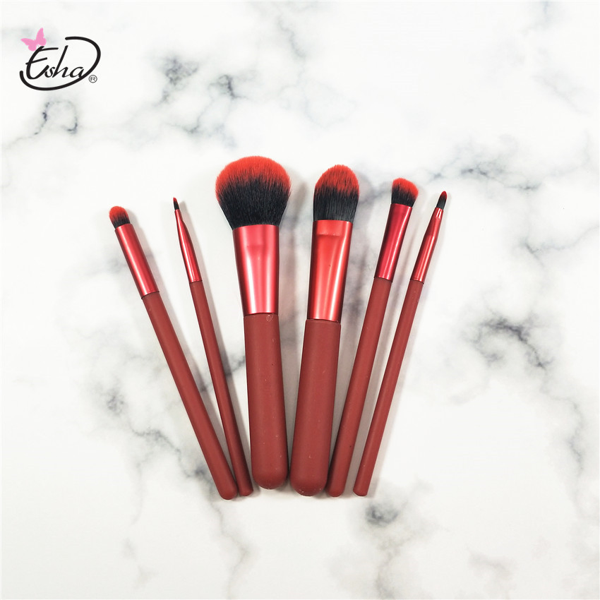 Makeup Beauty Tools Set 6PCS Custom Private Label Wholesale Travel Plastic Handle Cosmetic Brush