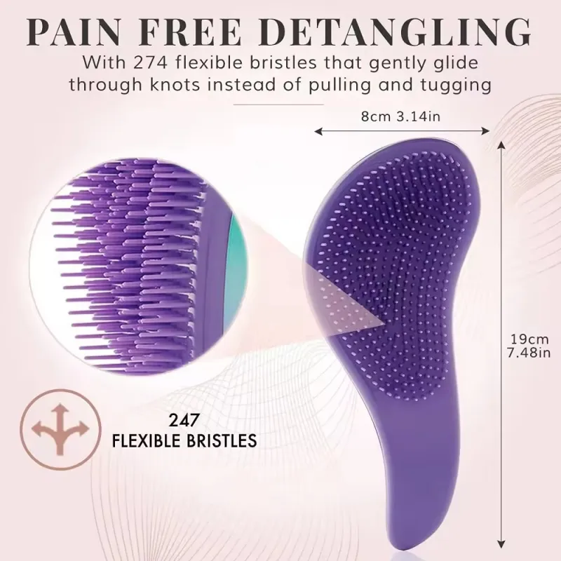 2025 Custom Comb for Natural Shampoo Scalp Massage Round Curly Detangling Hair Brush