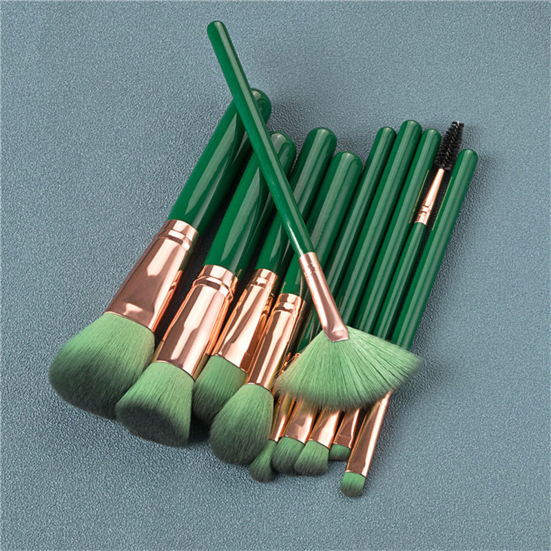 10PCS Luxury Custom Logo Makeup Brushes Emerald Green Foundation Eyeshadow Concealer Powder Cosmetic Brush Set