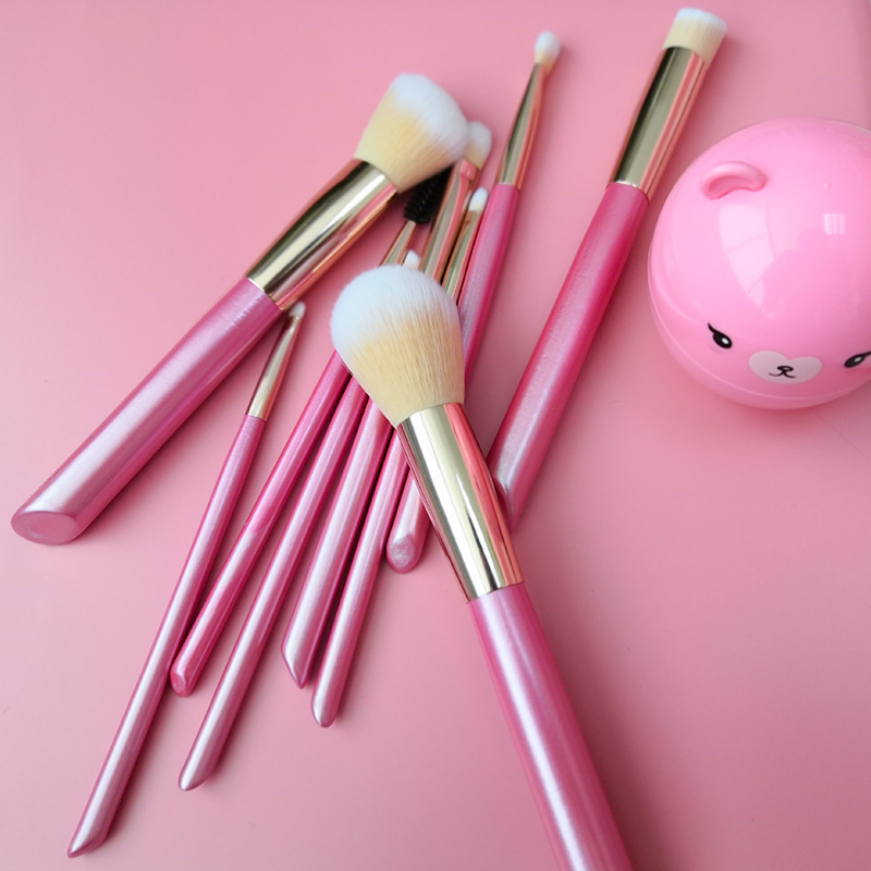 9PCS Cute Pink Makeup Brushes Foundation Eyeshadow Contour Brush Make up Brush Set