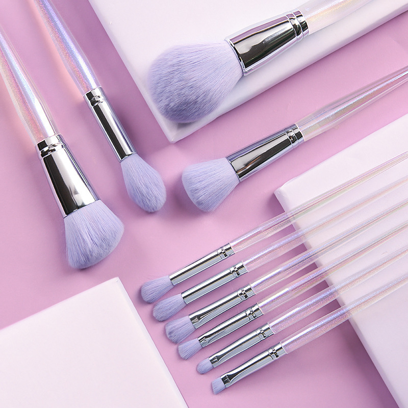 Beautichen 10PCS Luxury Amethyst Makeup Brush Set with Elegant Pouch - Complete Loose Powder/Contour/Blush/Eyeshadow Brushes Kit for Beginners