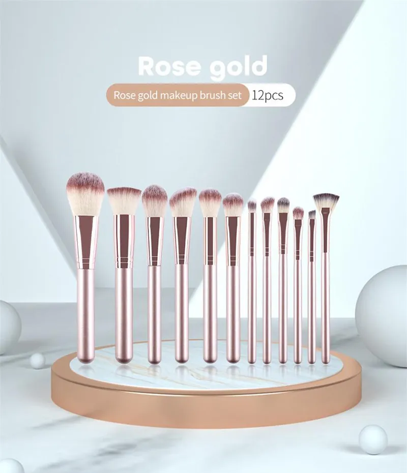 Rose Gold Makeup Brushes Set