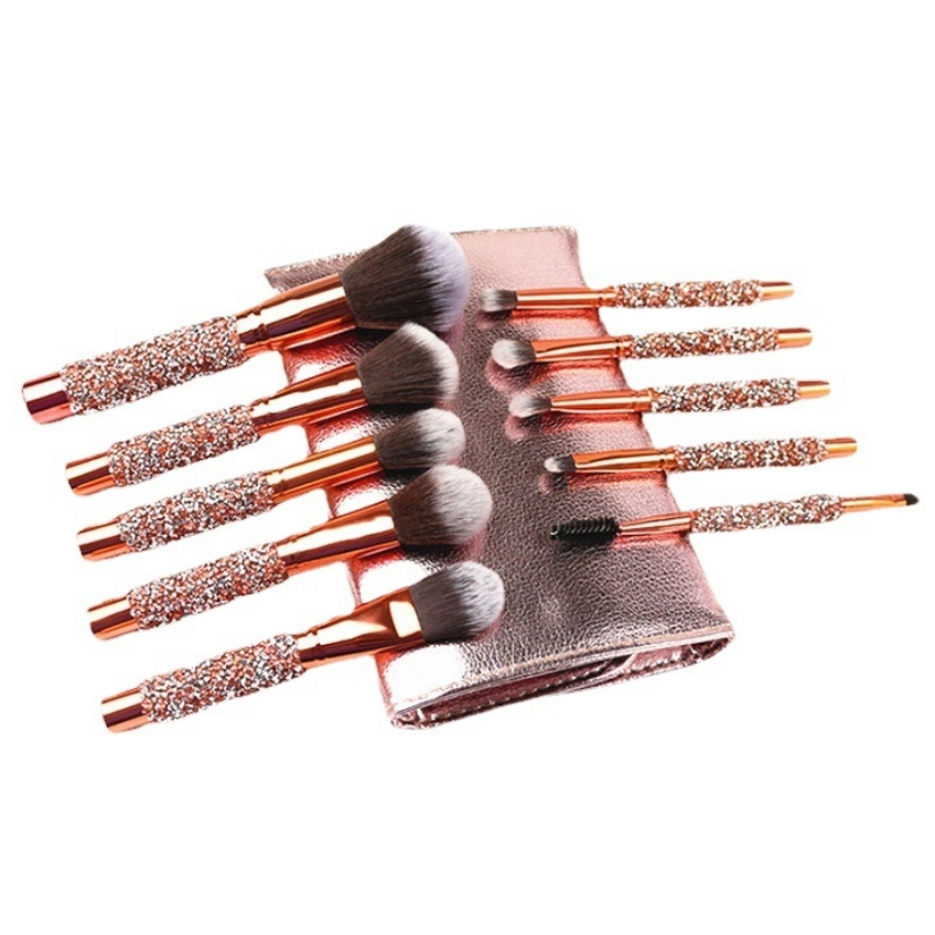 Wholesale Custom Logo Glitter Handle Luxury Diamond Makeup Brush Set