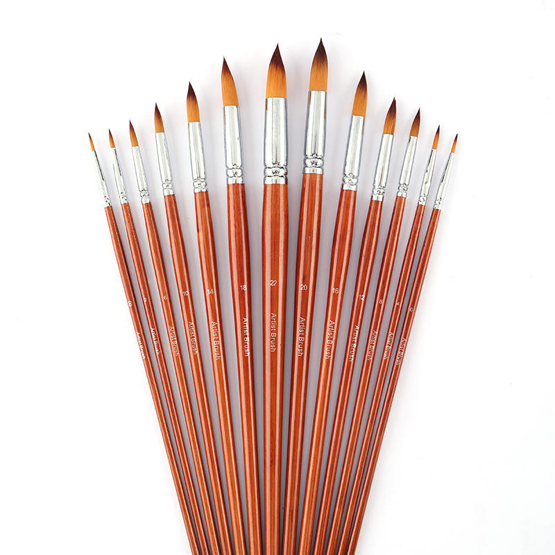Nylon Hair Natural Wood 13PCS Handle Oil Watercolor Artist Brush Set Hot Sell OEM/ODM