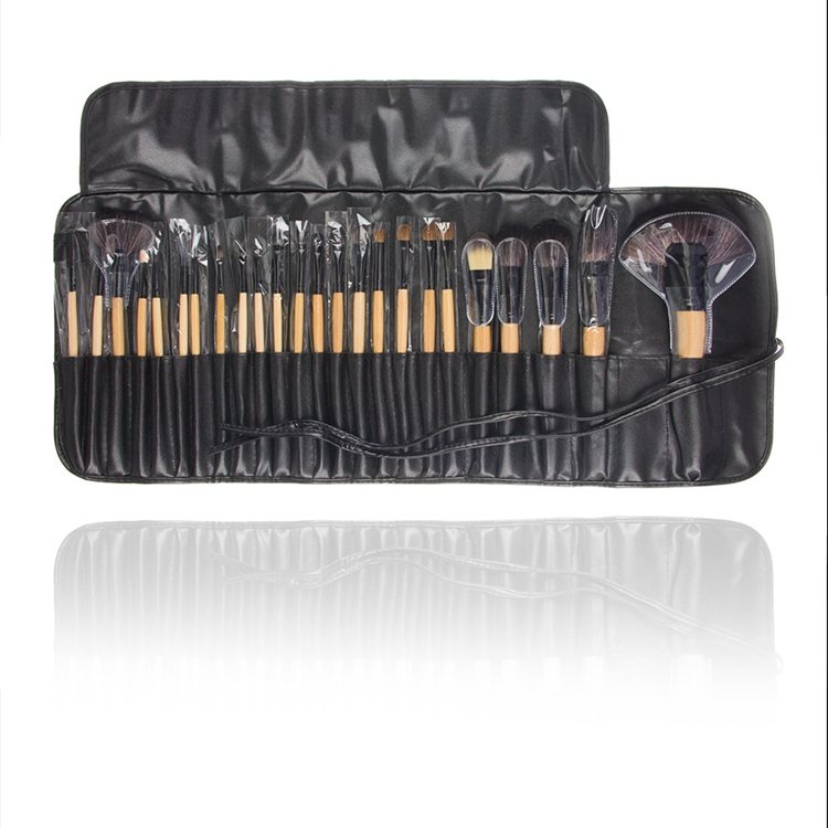 24 PCS Pink Black Natural Color Glossy Cosmetic Personalised Makeup Brush Maquillaje Synthetic Hair Brushes Set with Soft Bag