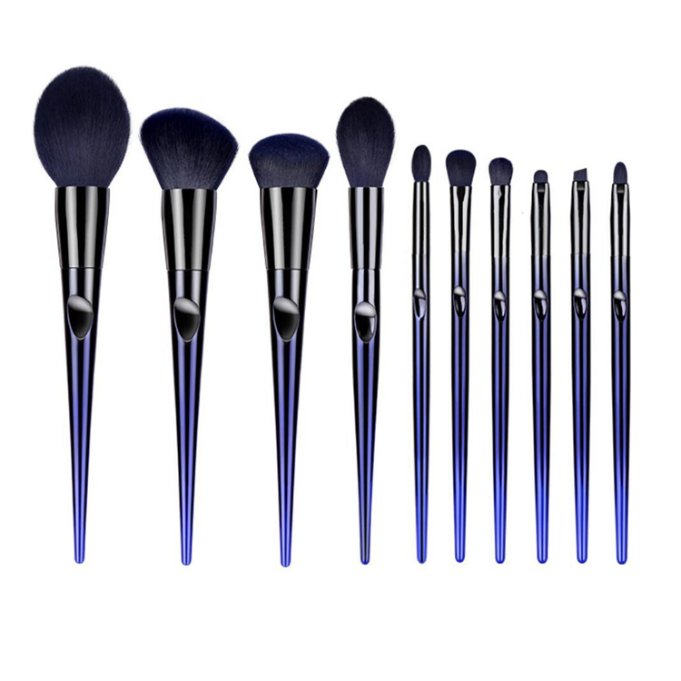 10PCS Blue Makeup Tools Fashion Vegan Synthetic Hairmakeup Brush Nylon Hair Cosmetic Brush Set