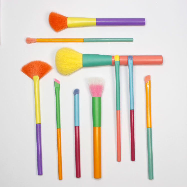 Beautichen 10PCS Pastel Makeup Brush Set with Storage Barrel - Plush Bristles Powder/Stippling/Eyeshadow Brushes Kit, Full Cosmetic Tools