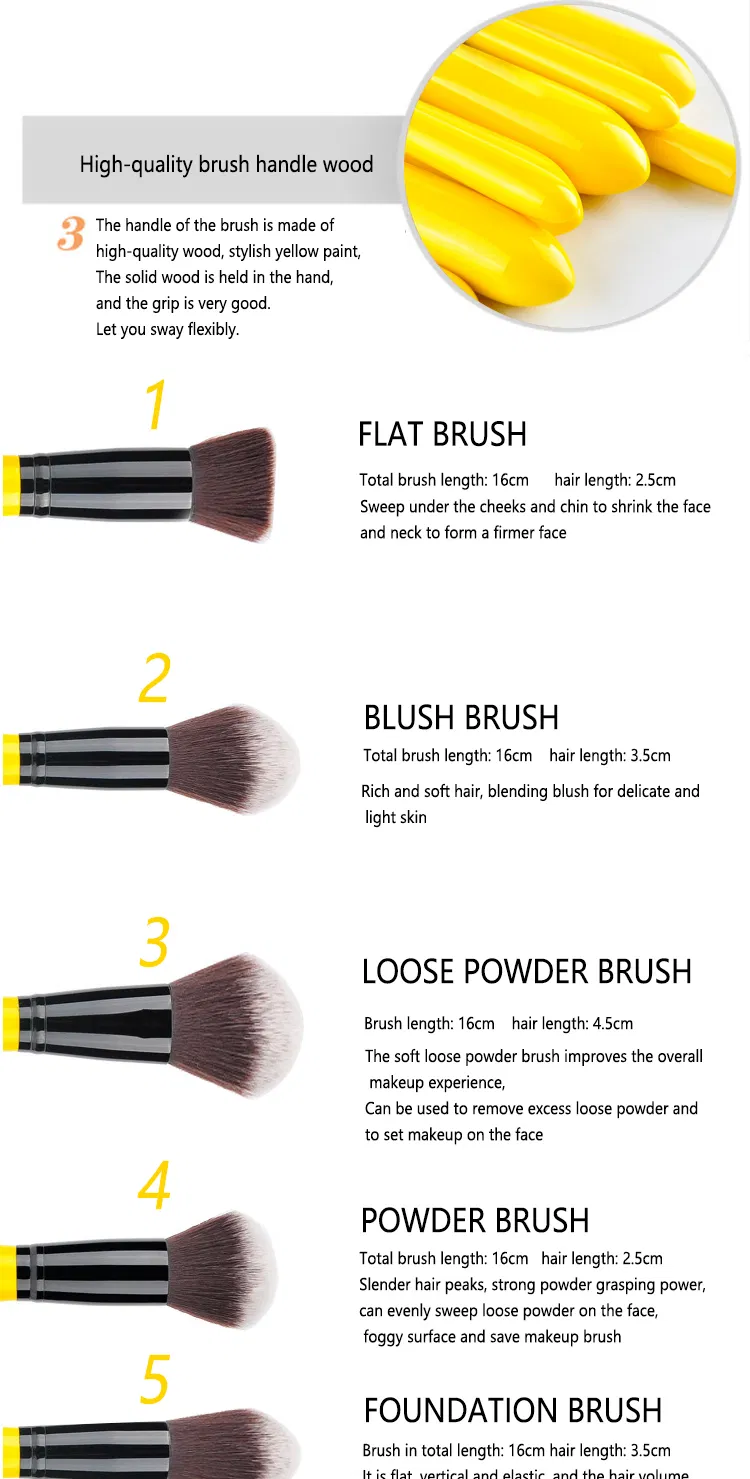 Makeup Brush-Yellow Series 12PCS Synthetic Hair 4