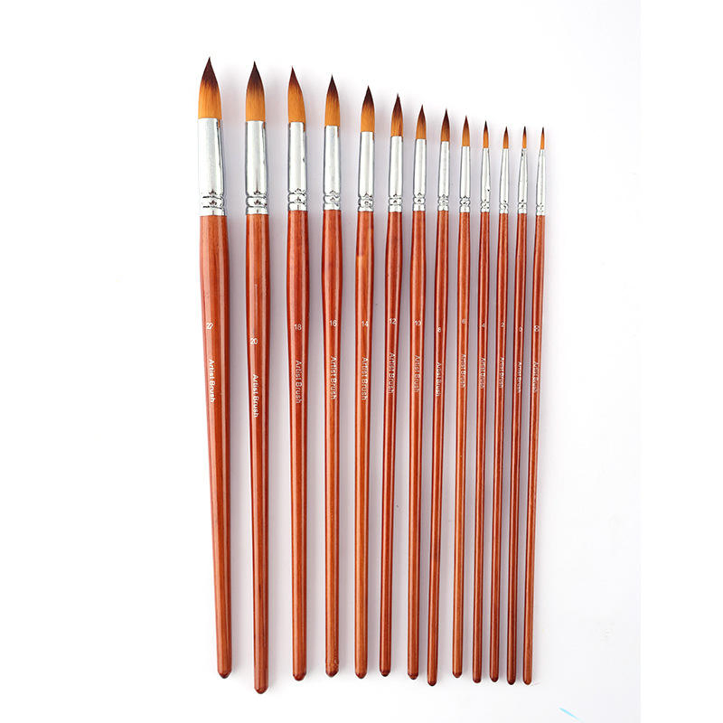 Nylon Hair Natural Wood 13PCS Handle Oil Watercolor Artist Brush Set Hot Sell OEM/ODM