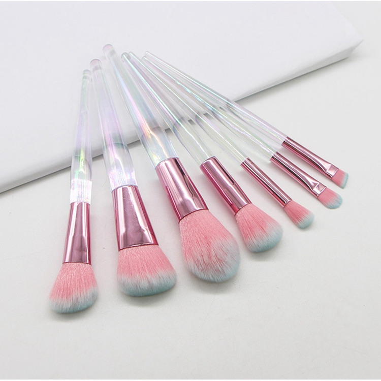 Hot Selling 7 Pieces Crystal Makeup Brushes Transparent Diamond Crystal Handle Makeup Brush Set for Powder Highlight