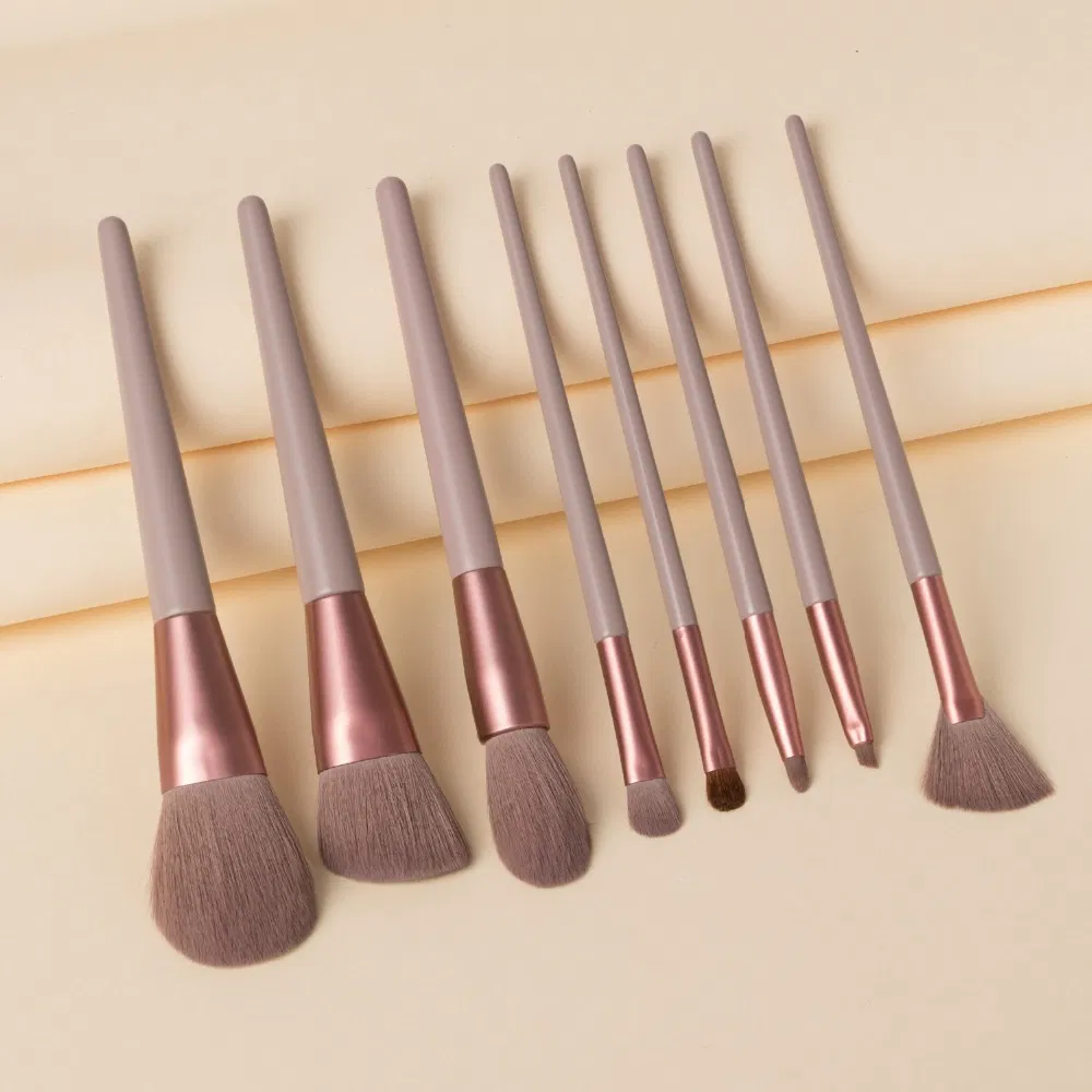 Wholesale Brush Supplier 8 PCS Synthetic Hair Foundation Powder Blush Wooden Private Label Makeup Brush Set