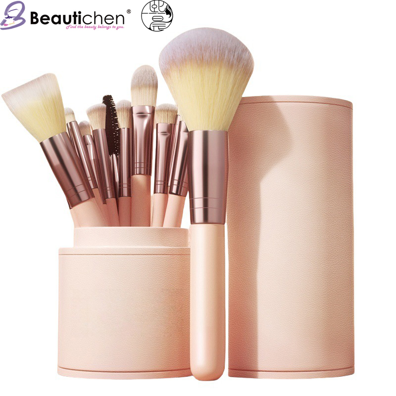 Beautichen 12PCS Makeup Brush Set with Holder - Soft Bristles Eyeshadow Loose Powder Blush Highlighter Concealer Brushes Kit for Beginners, Full Cosmetic Tools