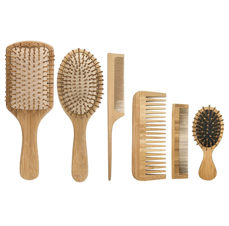 Salon Hair Equipment Hair Care Wooden Paddle Brush Air Cushion Natural Detangling Wood Hair Comb Set