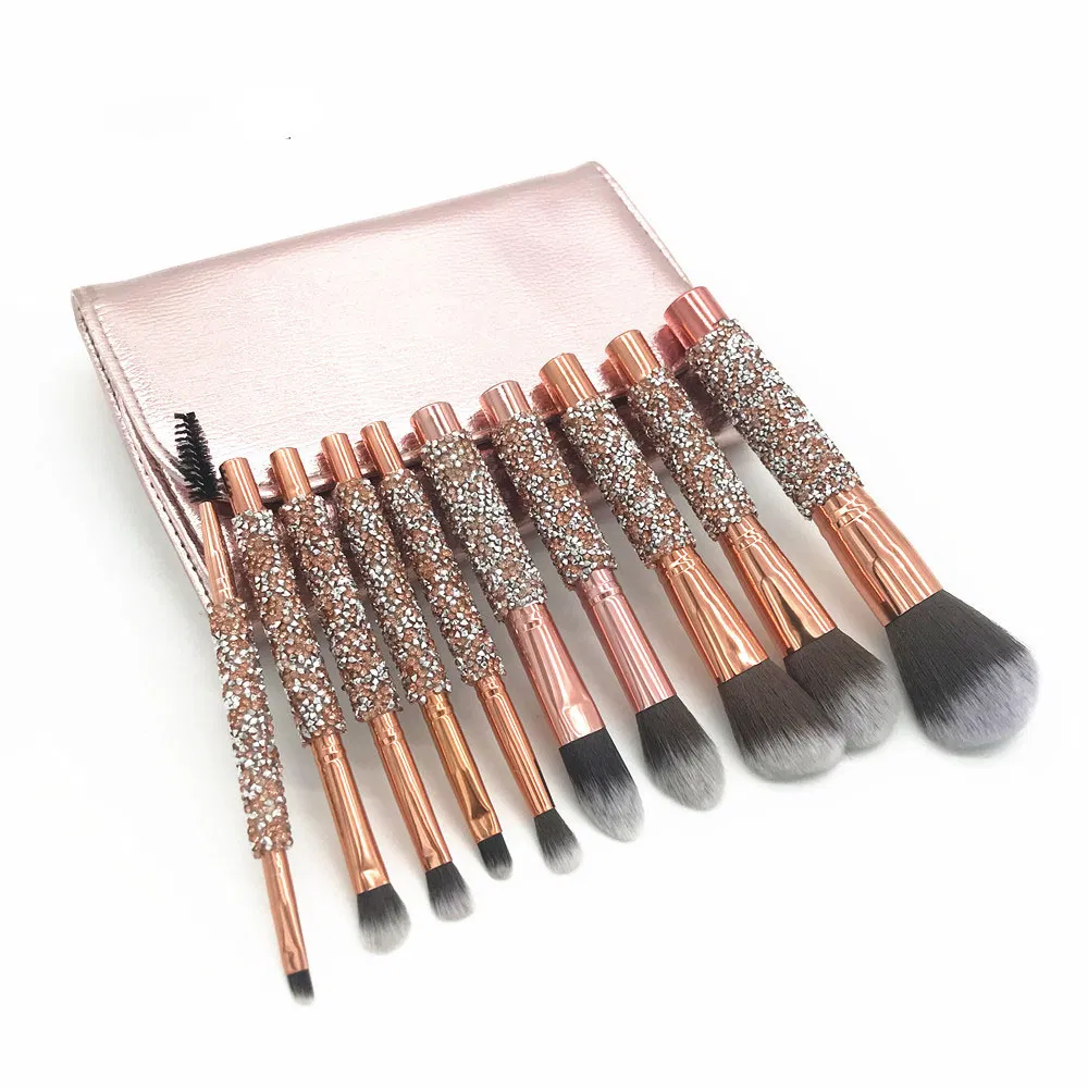 Diamond Professional Beauty Gold Glitter Rhinestone Handle Luxury Makeup Brush Set