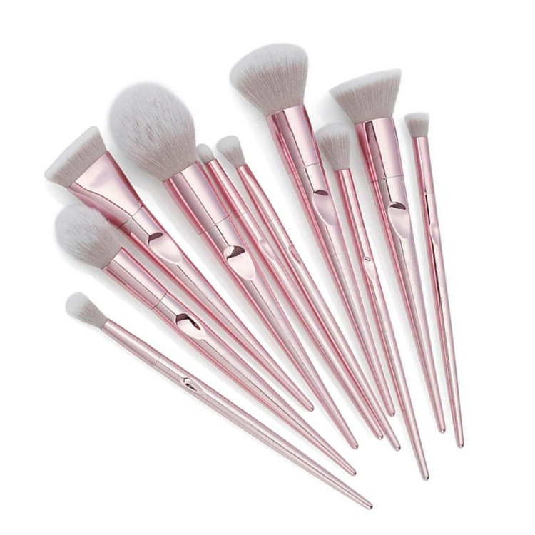 10PCS Pink Makeup Brush Private Label Premium Synthetic Hair Cosmetic Brushes Set