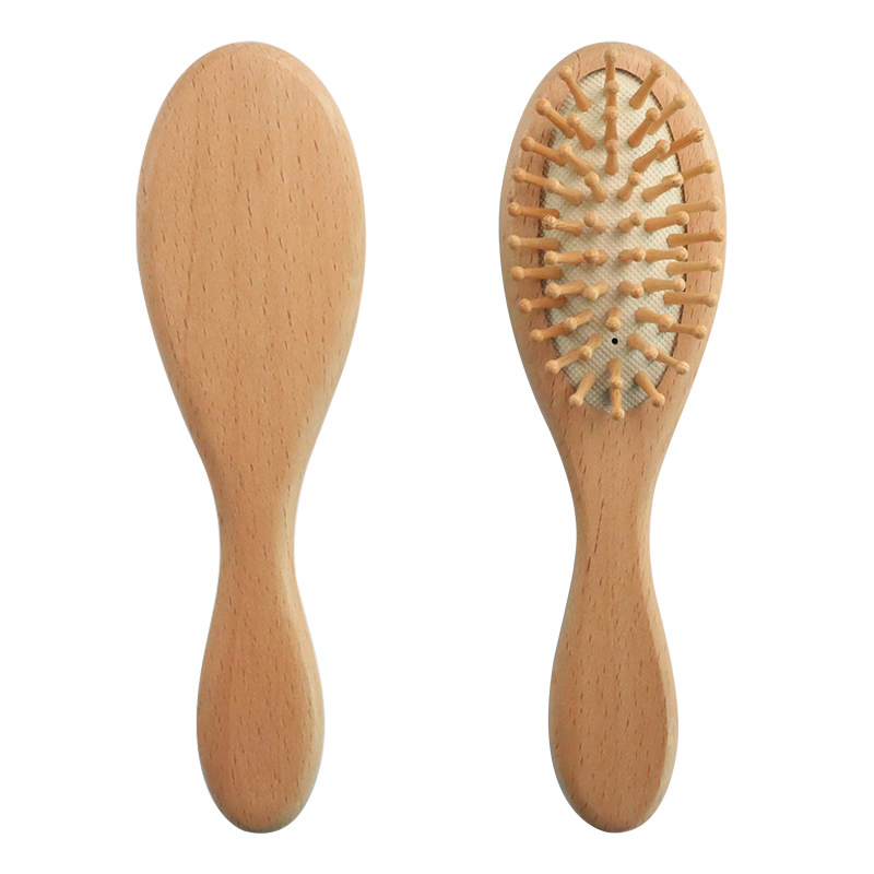Baby Hair Brush Wooden Comb Handle Natural Soft Goat Bristles Newborns Toddlers