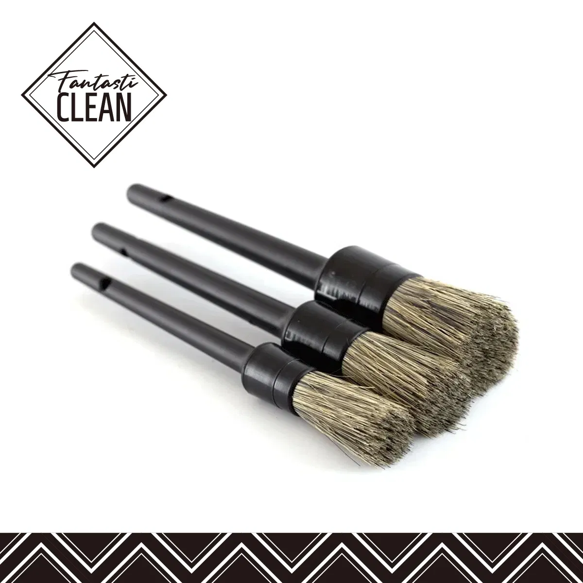 3 PCS Natural Boar Hair Car Detailing Brush Set Soft Bristle Car Cleaning Brush Kits Tire Wheel Wash Exterior Accessories
