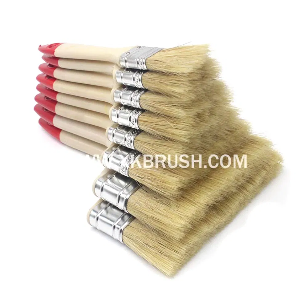 Hair Paint Brush, Paint Brush Handle, Flat Brush with Natural Bristle Multicolor Handle