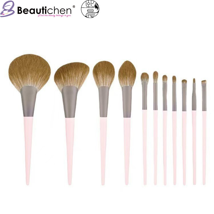 Beautichen 11PCS Pink Makeup Brushes Set with Cosmetic Bag - Full Eyeshadow Blush Lip Brush Cosmetic Kit Bulk OEM