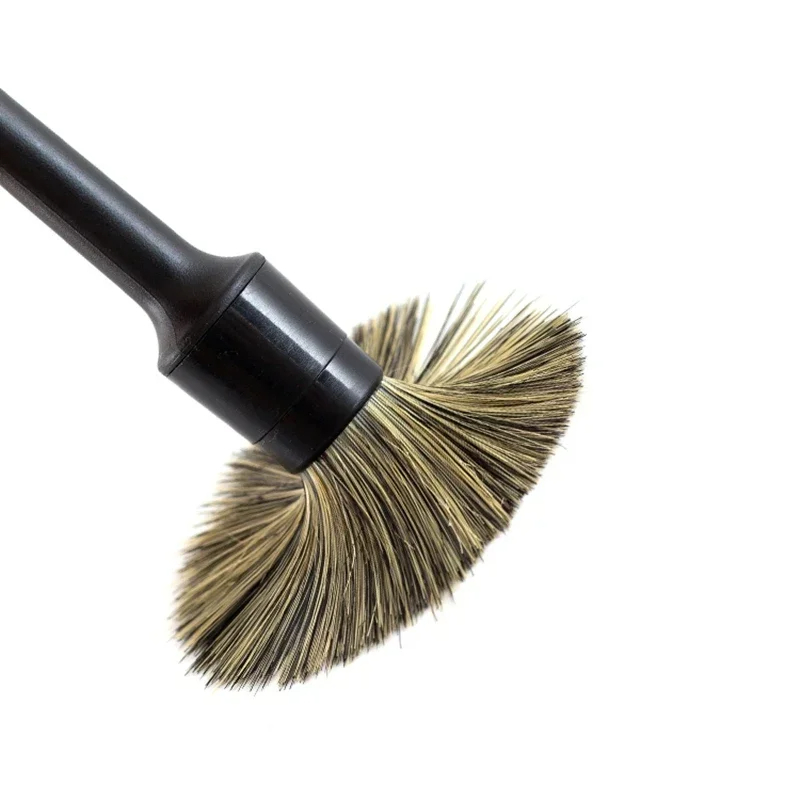 3 PCS Natural Boar Hair Car Detailing Brush Set Soft Bristle Car Cleaning Brush Kits Tire Wheel Wash Exterior Accessories