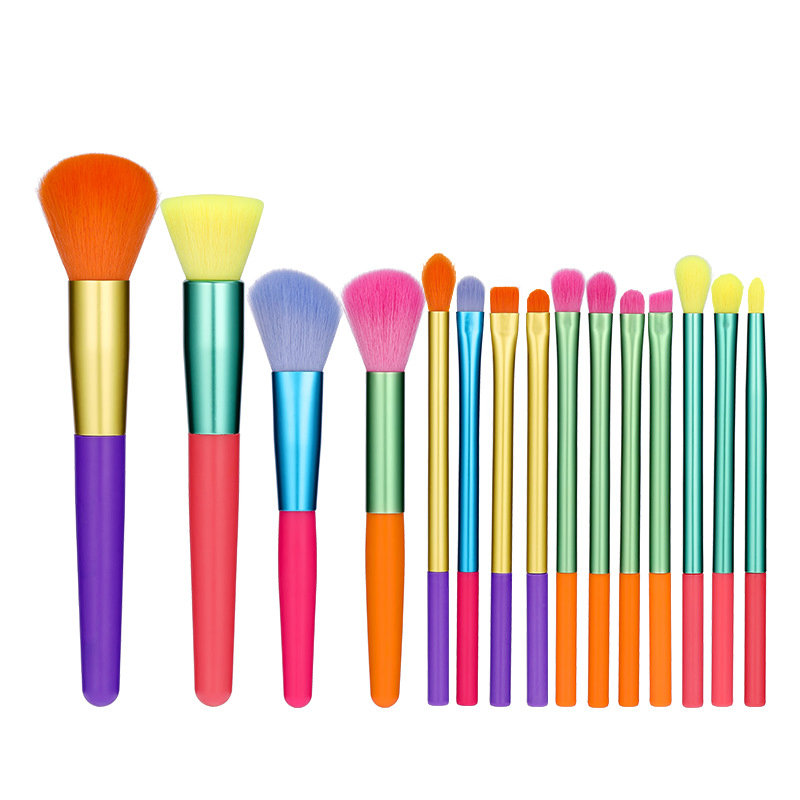 Profusion Colour Candy Color Makeup Brushes Set Eye Shadow Brush Full Set Cosmetics Tools 15PCS in One