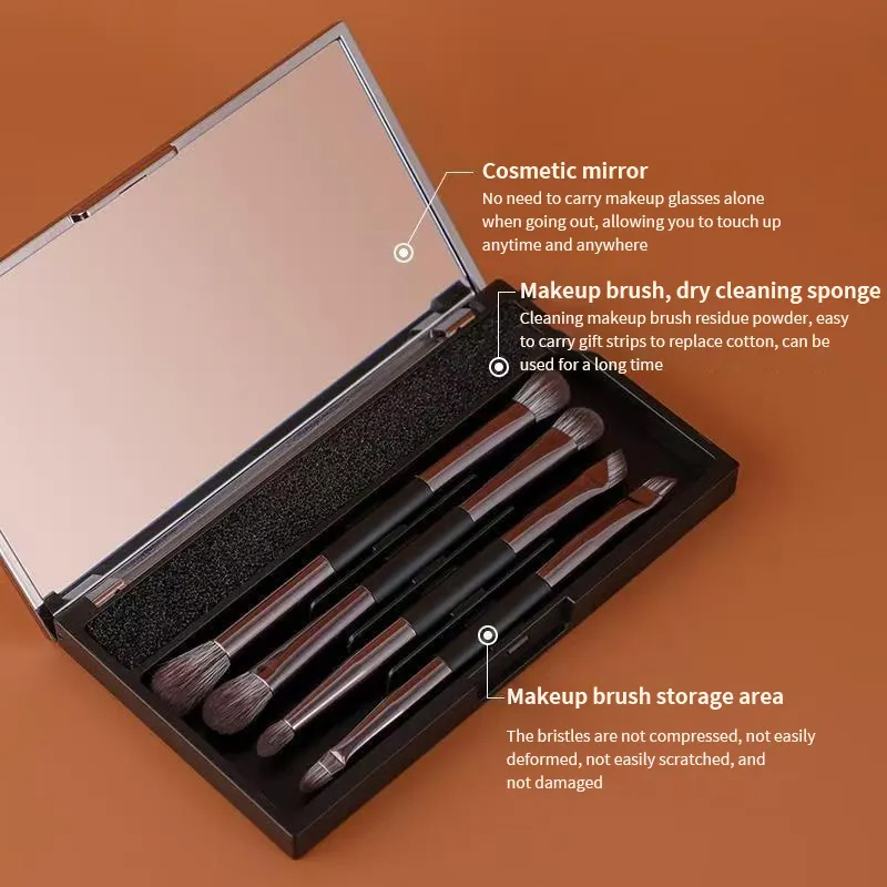 4 PCS Eye Shadow Brush Eyebrow Brush Concealer Paint Brush Nose Highlight Brush Powder Blusher Brush Face Double Head Makeup Brush Set