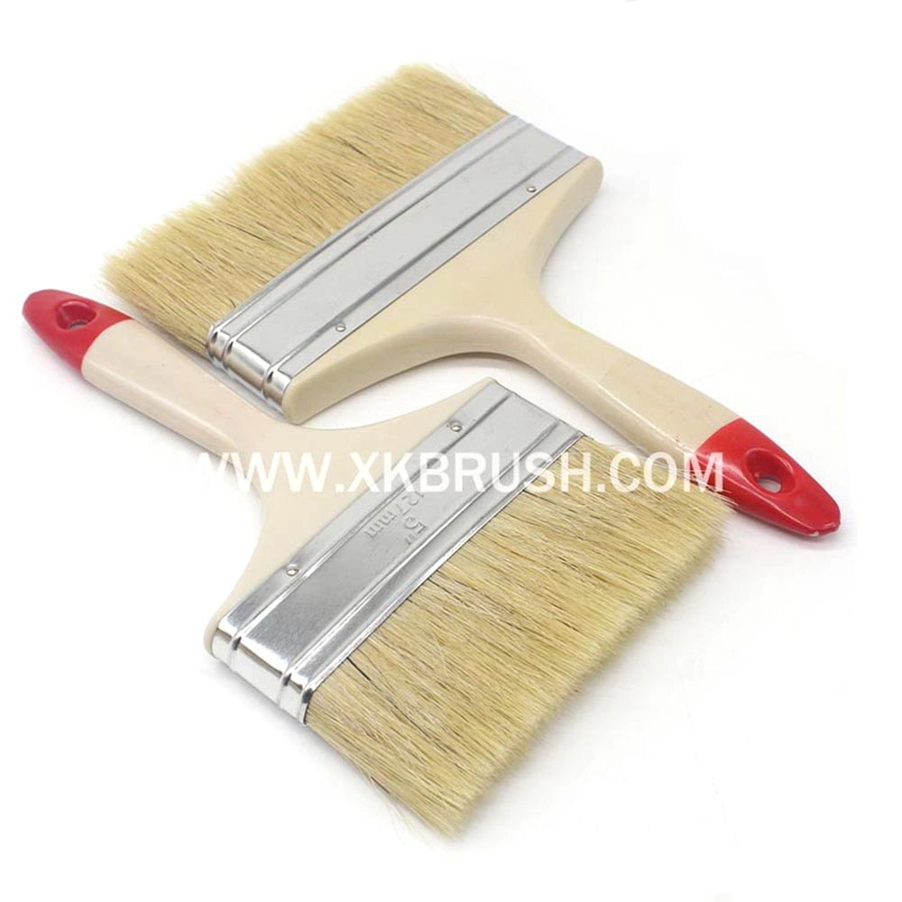 Hair Paint Brush, Paint Brush Handle, Flat Brush with Natural Bristle Multicolor Handle