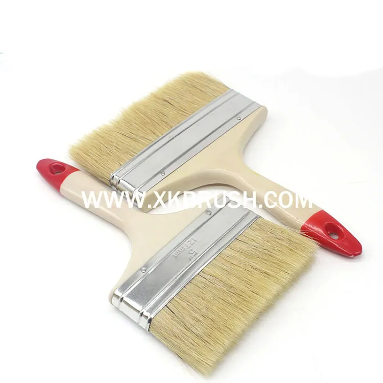 Hair Paint Brush, Paint Brush Handle, Flat Brush with Natural Bristle Multicolor Handle