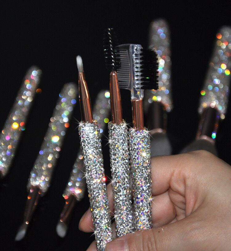 Luxury 12PCS Bling Make up Brushes Diamond Rhinestone Makeup Brush Set