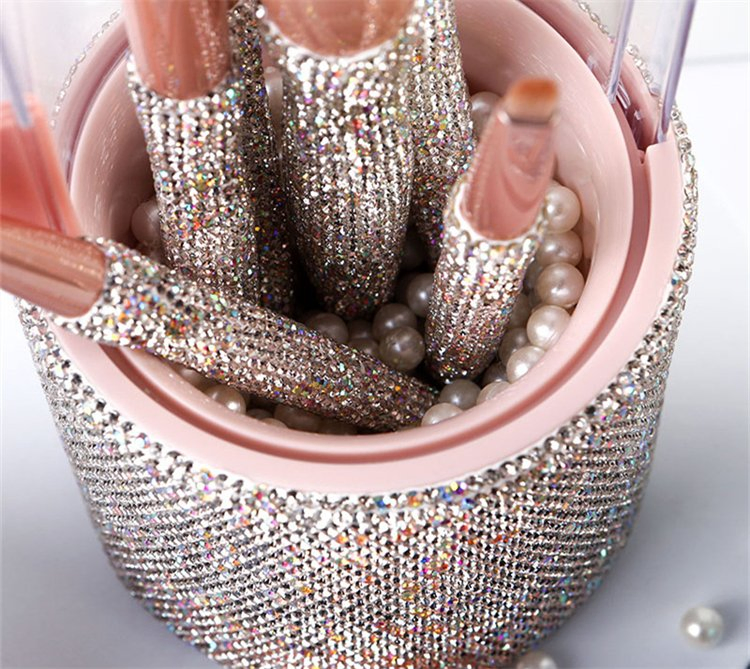 8PCS Make up Brushes Glitter Custom Luxury Bling Rhinestone Makeup Brushes Set Private Label with Holder