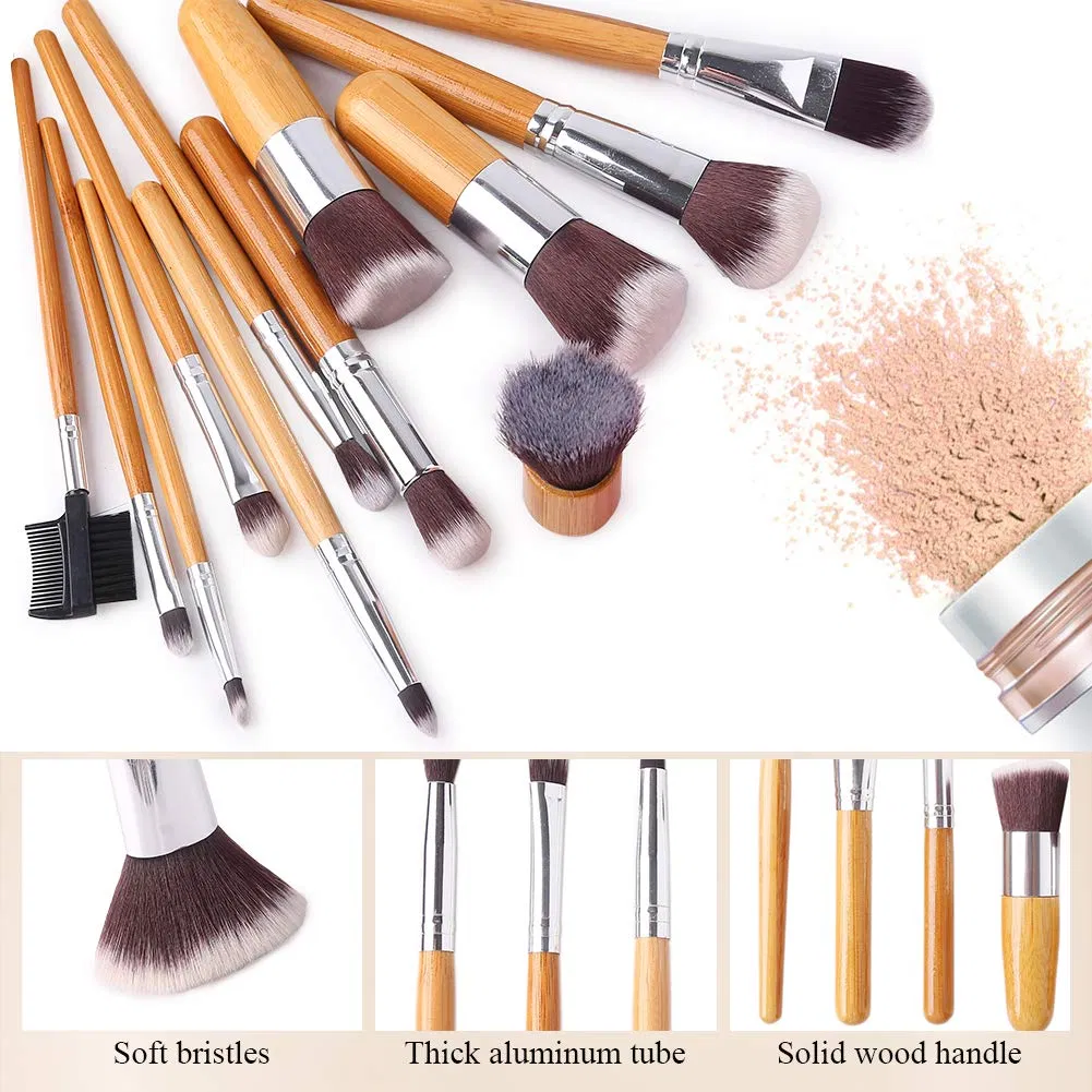 Beautichen Luxury Professional Orange Wood Handle Cosmetics Make up Tools Eye Makeup Brushes Set Synthetic Makeup Brush Set