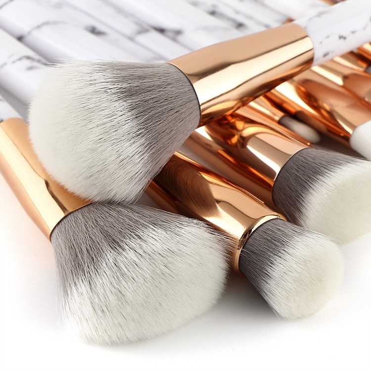 Amazon Hot Selling 15PCS Marble Makeup Brushes Set Contour Powder Blush Foundation Cosmetic Brush Kit with Private Label