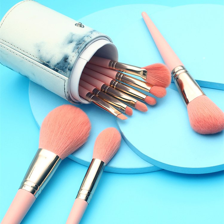9PCS Beginner Beauty Tools Synthetic Fiber Hair Cosmetic Brush Professional Pink Makeup Brush Set
