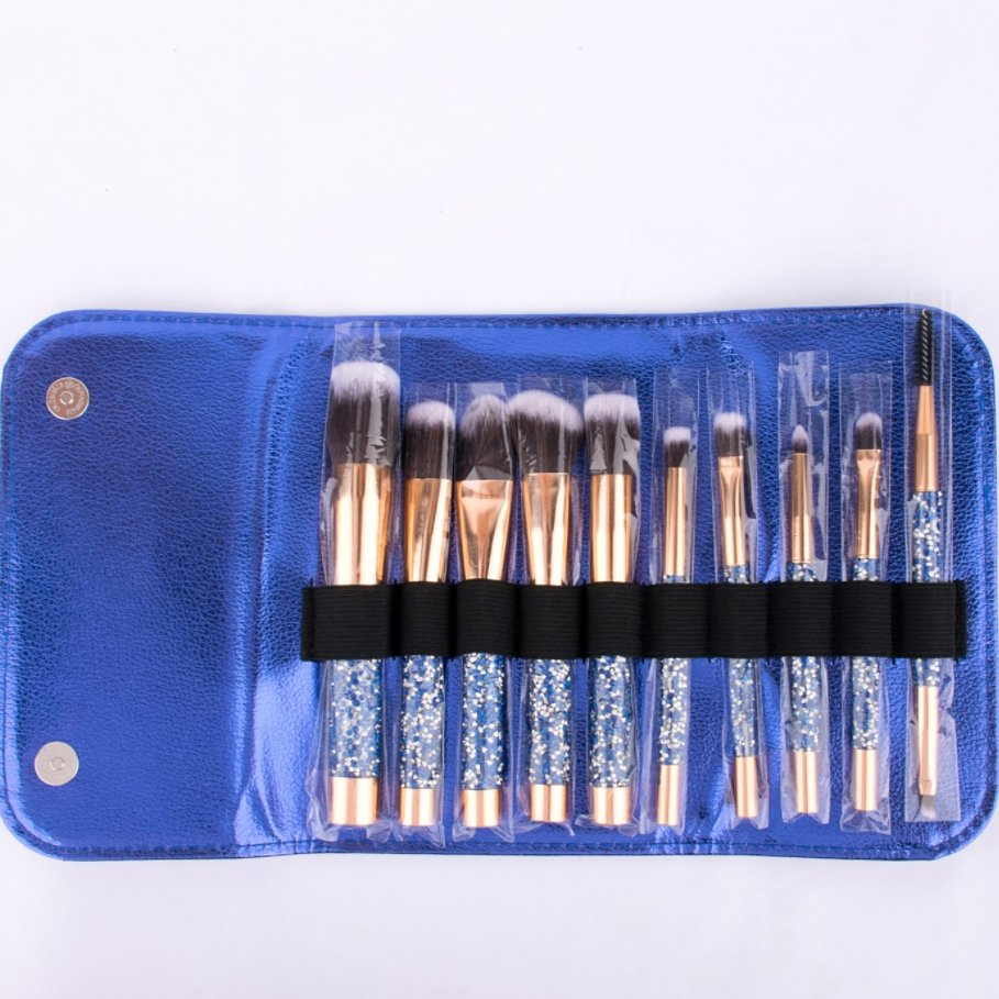 Wholesale Custom Logo Glitter Handle Luxury Diamond Makeup Brush Set