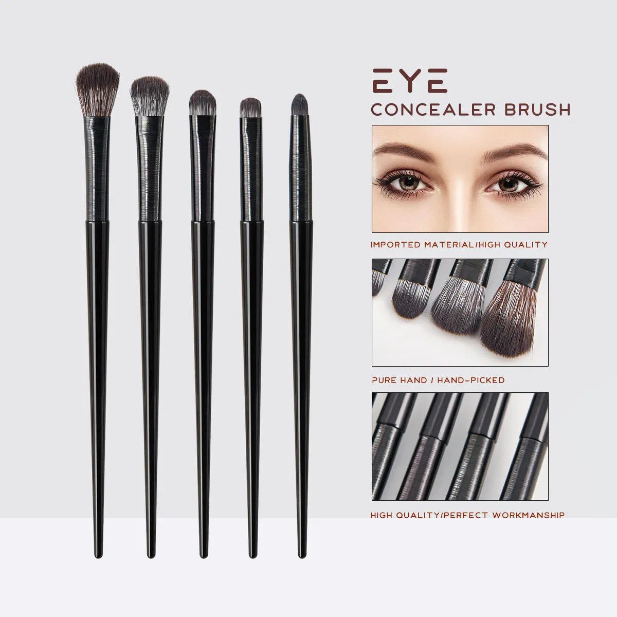 Customized 10-Piece Makeup Brush Set, High-Quality Professional Flat Eyebrow Makeup Brush Set