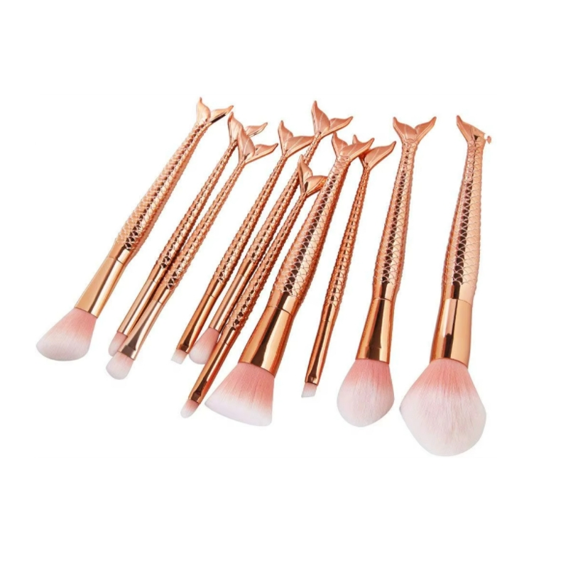 Mermaid Synthetic Foundation Powder Concealer Eye Shadows Makeup Brush Set