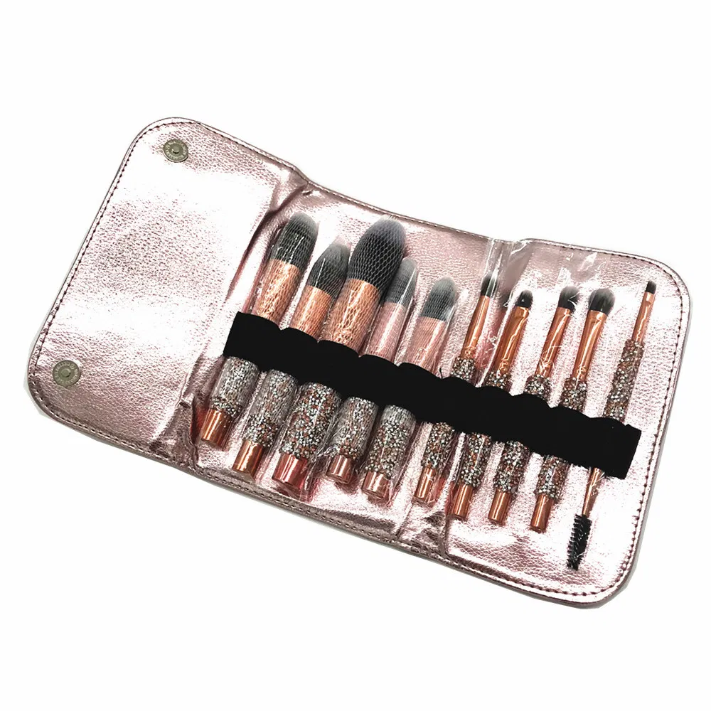 Diamond Professional Beauty Gold Glitter Rhinestone Handle Luxury Makeup Brush Set