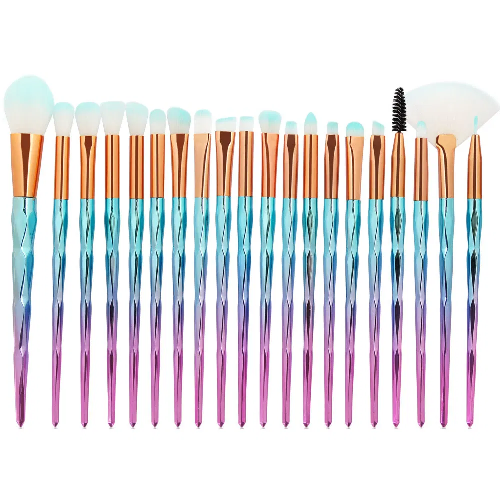 Beautichen 20PCS Diamond Makeup Brushes Private Label Powder Foundation Eye Shadow Eyebrow Crystal Professional Makeup Brush Set
