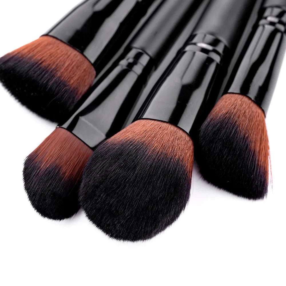 Customized Luxury Black High Quality 4PCS Travel Cosmetic Brush Set Makeup Brush Powder Contour Foundation Face Brush Sets